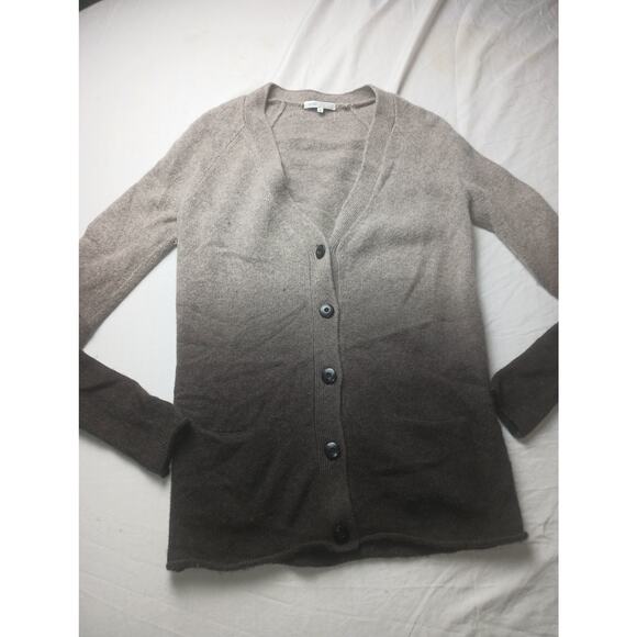 Vince Alpaca Cashmere & Wool 2 Tone Sweater Cardigan Brown Women Small - Picture 1 of 4